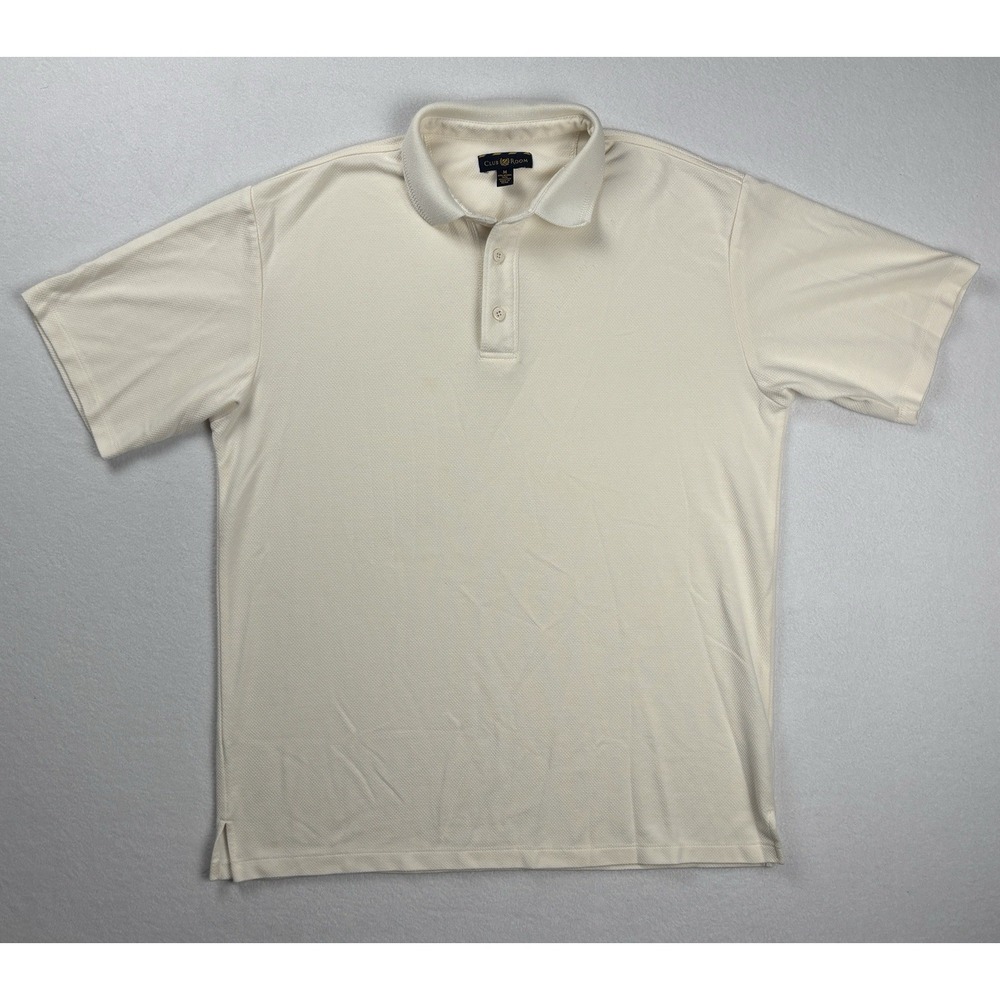Club‎ Room Beige Short Sleeve Polo Shirt Mens Medium M Modal Blend